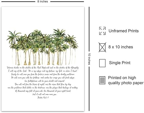 Miniatura 10 de Psalm 91 Wall Art & Decor - LARGE 11X14 - Christian Gifts for Women, Men - Religious Wall Decor He Will Cover You With His Feathers - Holy