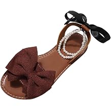 Ctreela Womens Dressy Bow Flat Sandal Open Toe Slide Sandals Comfortable Wide Feet Friendly Beaded Vacation Flats Shoes