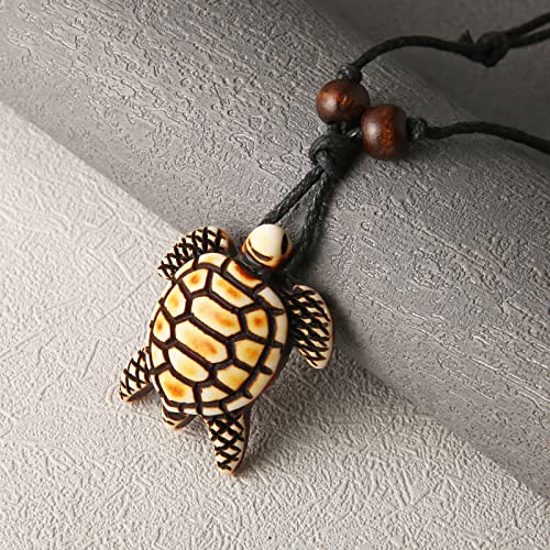 STWTR Hawaiian Turtle Pendant Necklace Men Women - Adjustable Rope Surfer Necklace Handmade Necklace3