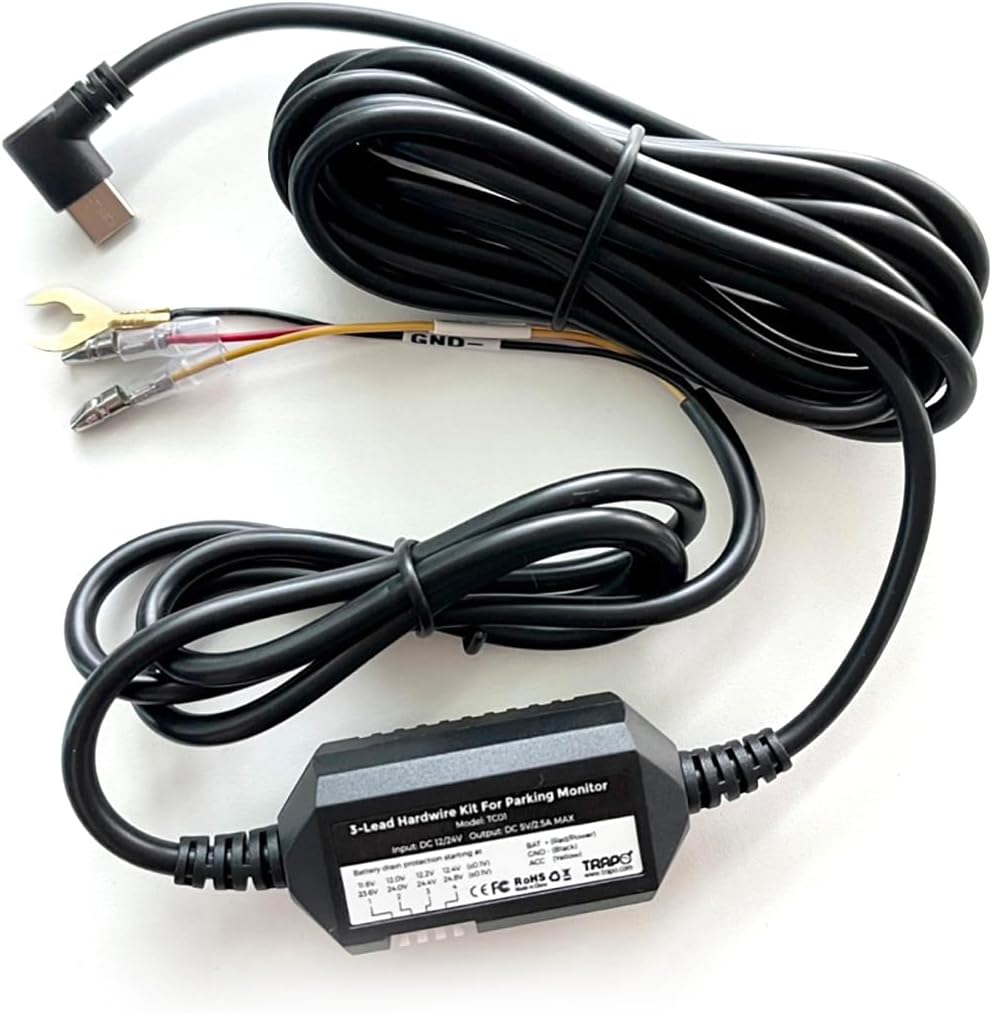 Dash Cam Hardwire Kit Type-C - 24-Hour Parking Car Accessories, Easy Install with Voltage Protection, No Splicing Required