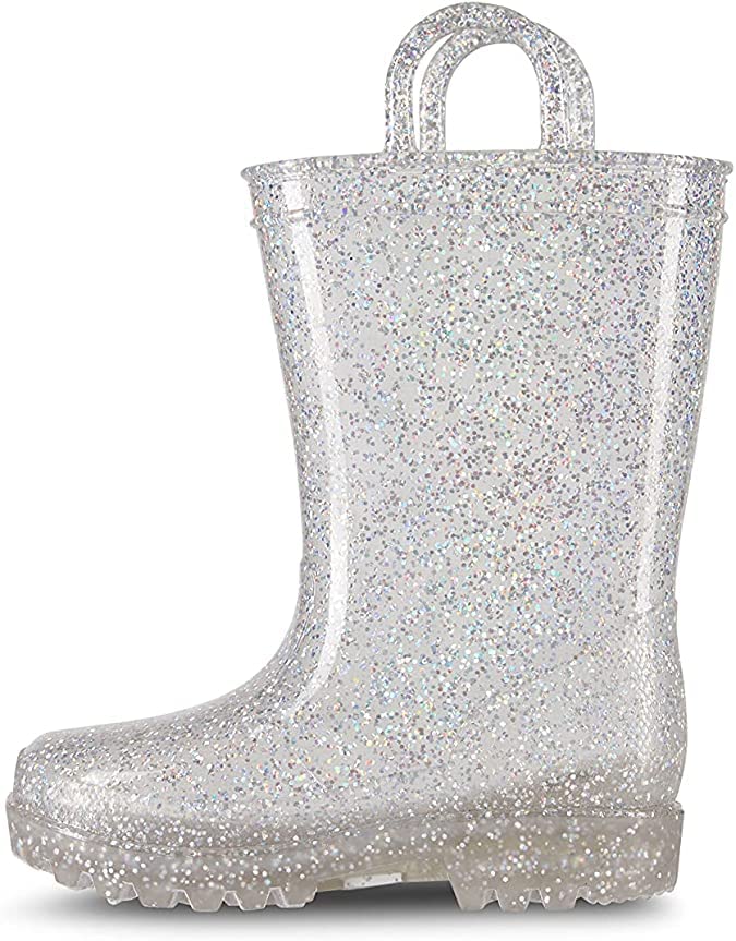 sporto Kids Boots Jazz Waterproof Slip-On Lined Glitter Rubber Rain Shoes Classic All-Weather - Main Image