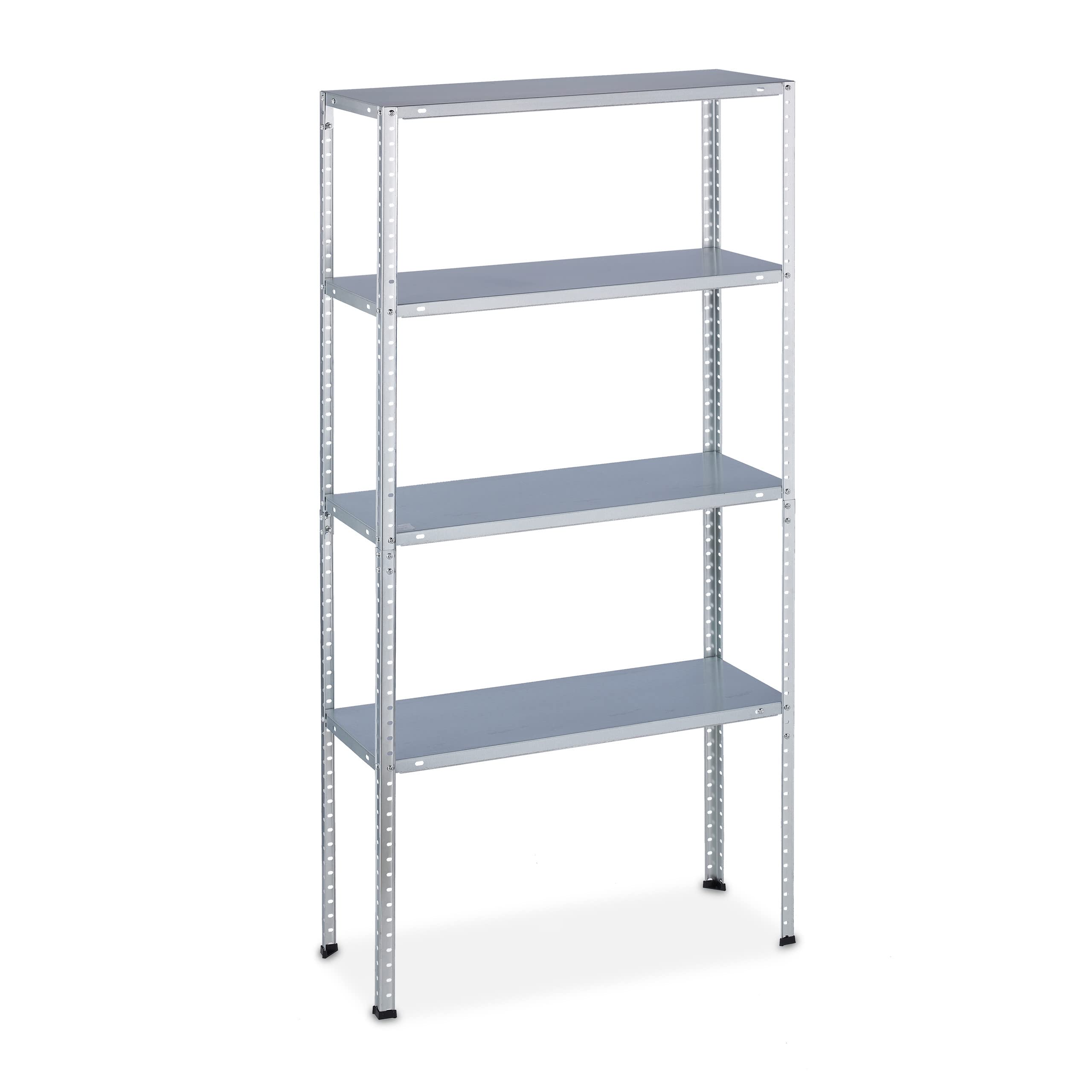 Relaxdays Schwerlastregal, Traglast: 200 kg, 4 Ebenen, HxBxT: 150 x 75 x 30 cm, Keller & Garage, Stahl, verzinkt, Silber