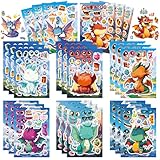 24-Sheet DIY Dragon Sticker Kit | Fantasy Creature Crafts for Kids 3+, Reusable Mix & Match Stickers for Parties, Rooms & Creative Play