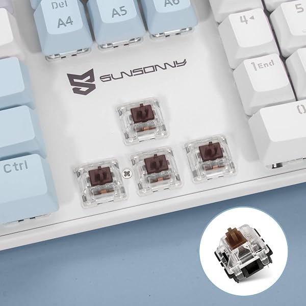 Qisan Mechanical Gaming Keyboard Wired Ice Blue Led Backlit Keyboard Brown Switch Full Size 104 Keys US Layout | Computer Keyboards | Gaming Accessories - 3