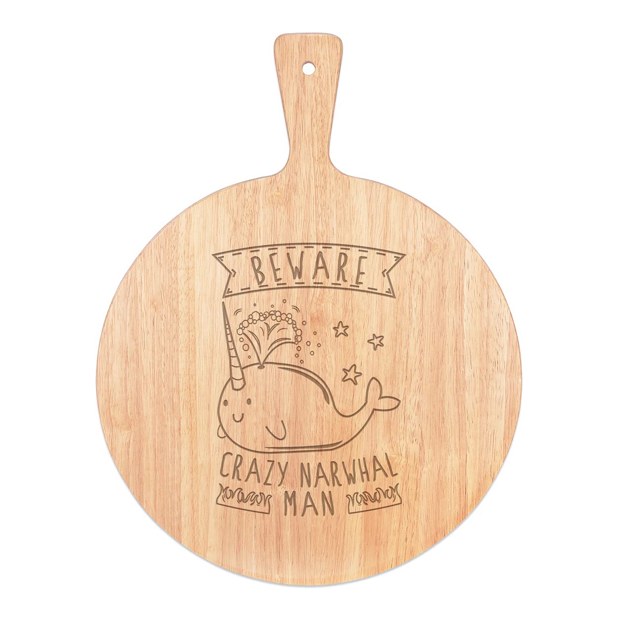 Plateau de service Narwhal en bois de 45x34cm avec poignée ronde