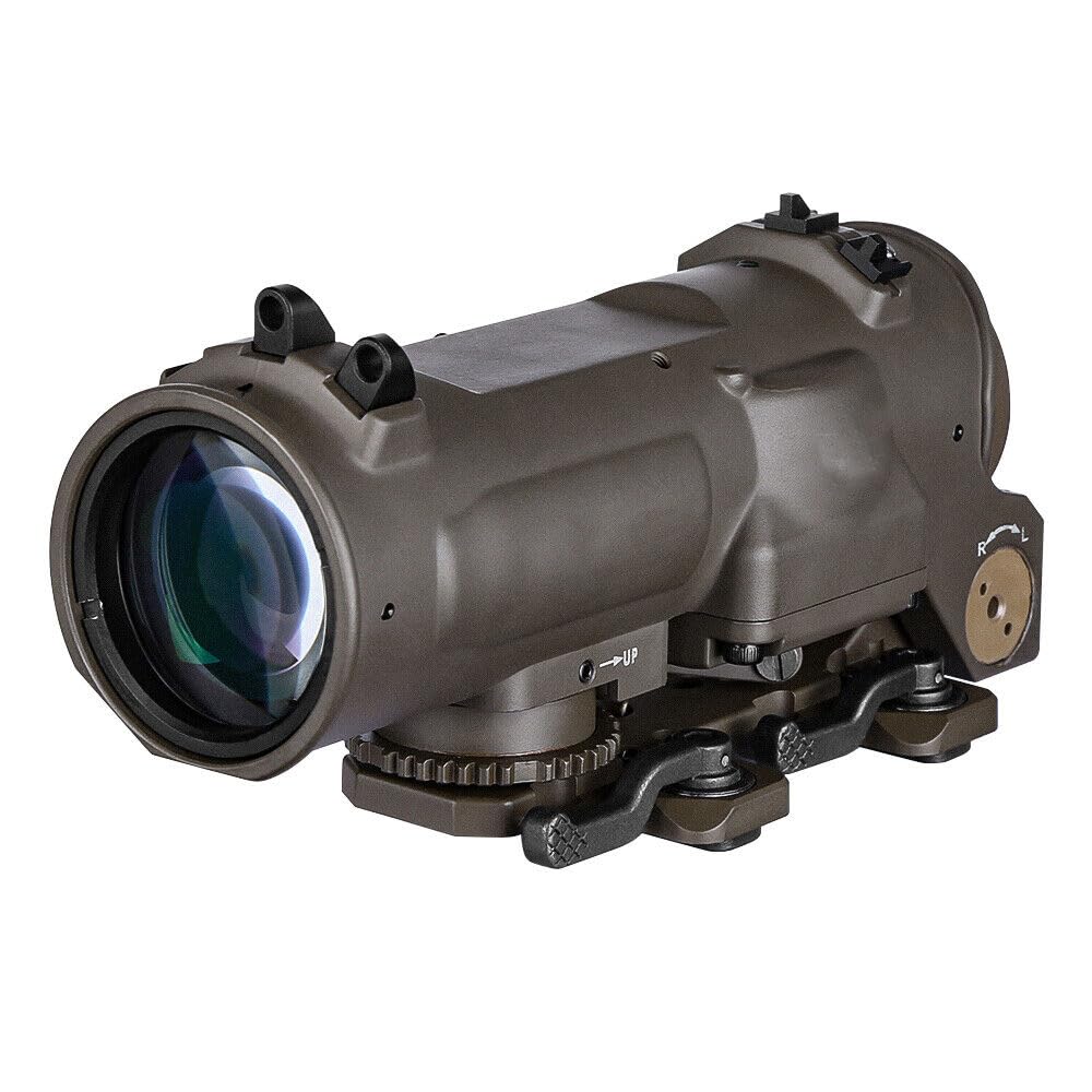 Tactical RifleScope 1-4x Fixed Dual Purpose Field of View Red Illumination Scope Sight, for Hunting Airsoft Rifle Pistol, Brown