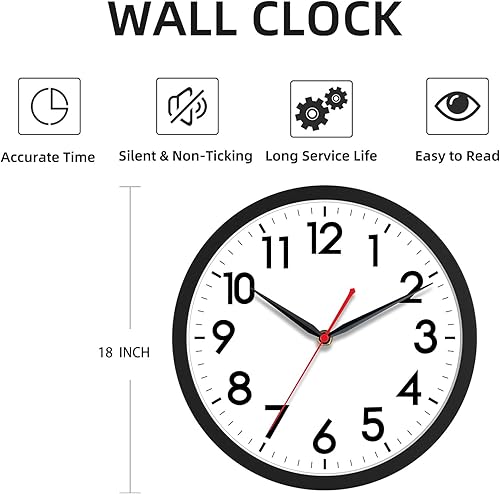 Miniatura 246 de AKCISOT Reloj de pared, moderno y pequeño, funciona con pilas, de 8 pulgadas, silencioso, analógico, clásico, para oficina, hogar, baño, cocina