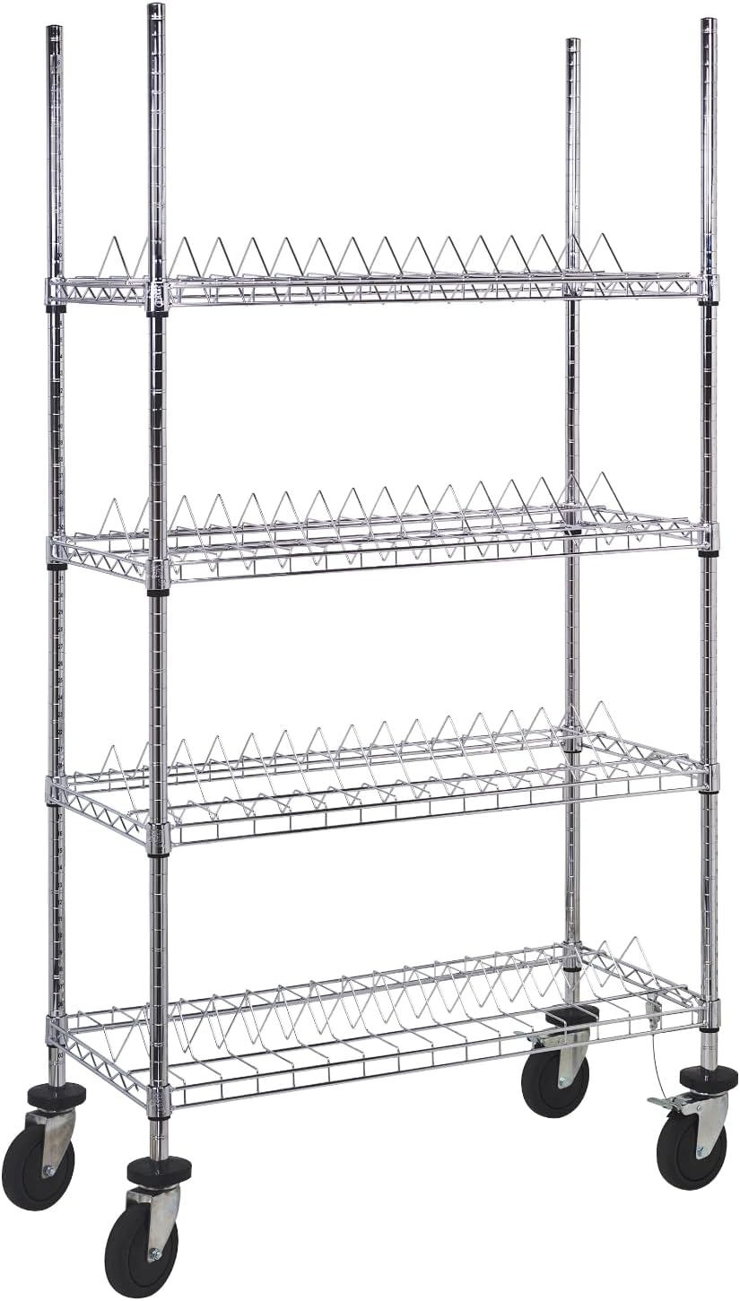 QUANTUM STORAGE SYSTEMS WRC-R60C Wire Reel Wheels Chrome 4 Shelves 69" H x 36" W x 18" D