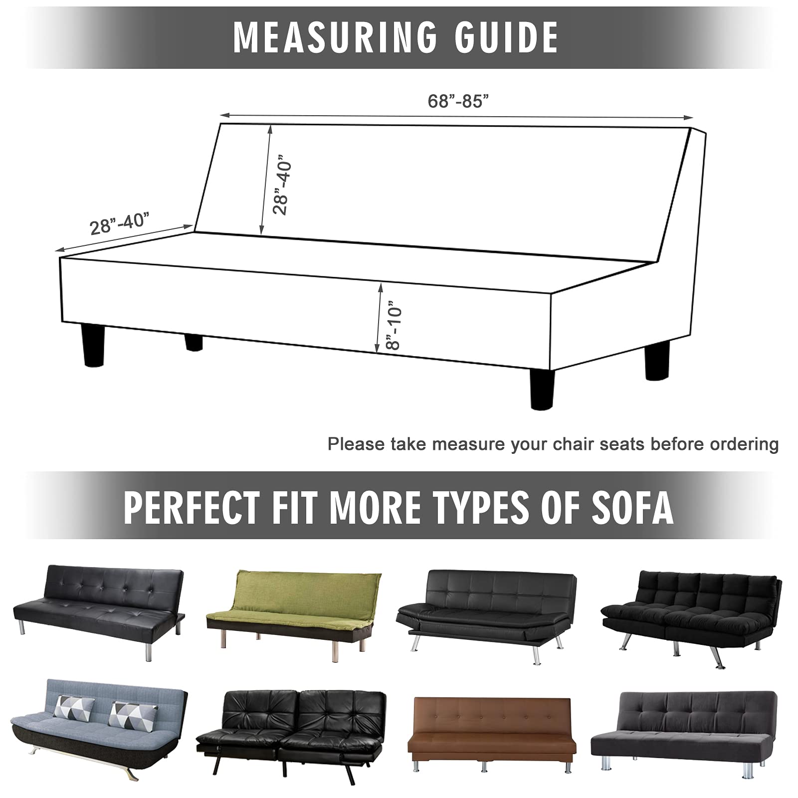Fundas De Sofá Cama Sin Brazos, Funda De Sofá De Futón De Terciopelo Elástico Fundas para Sofá Plegables Sin Brazos, Suaves, Gruesas Y Acogedoras