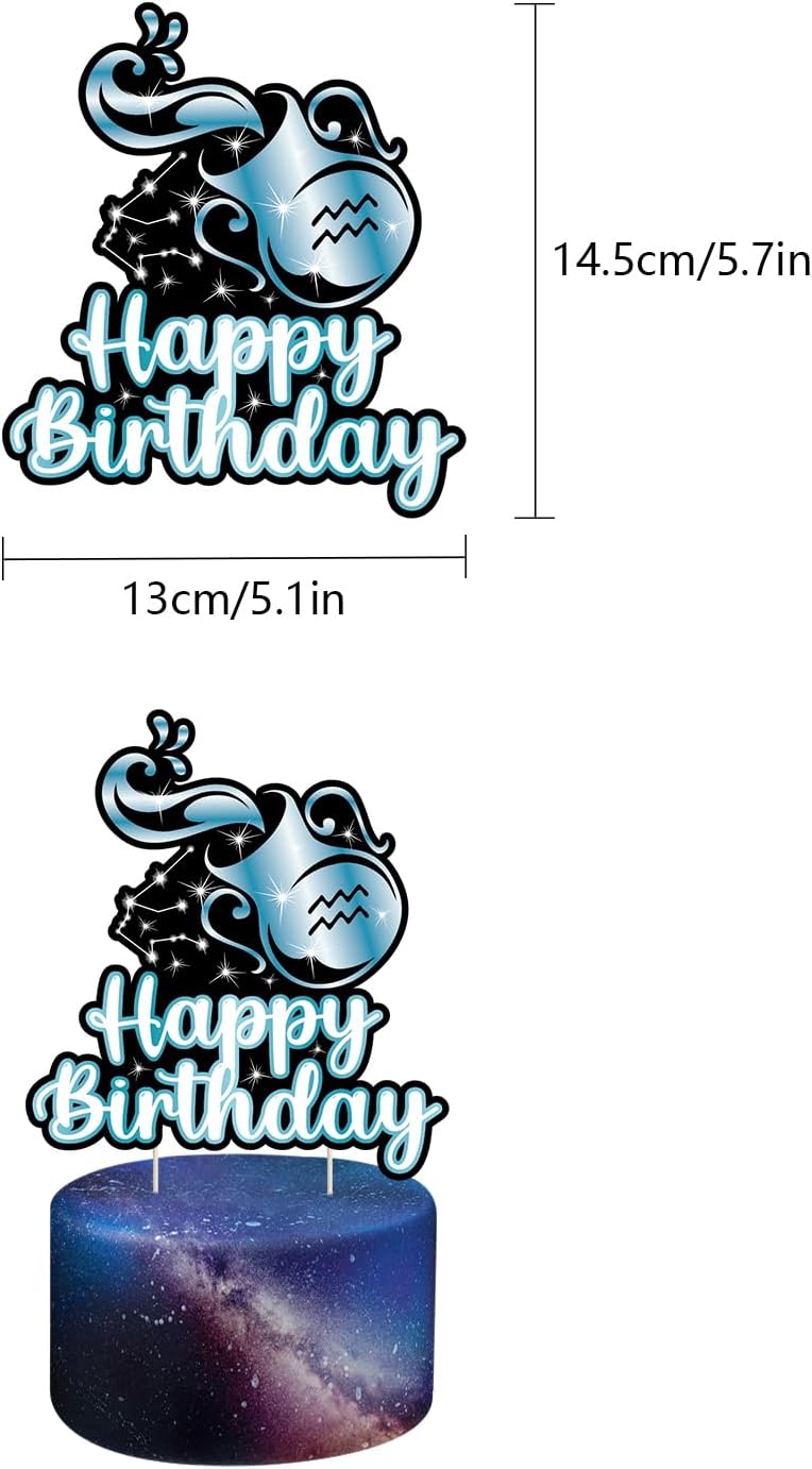 Zodiac Aquarius Party Decorations Zodiac Gifts Aquarius Backdrop Happy Birthday Banner Cake Topper Aquarius Birthday Party Decorations