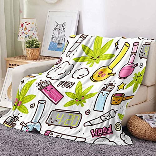 Couverture microfibre feuilles vertes pour sofa et lit
