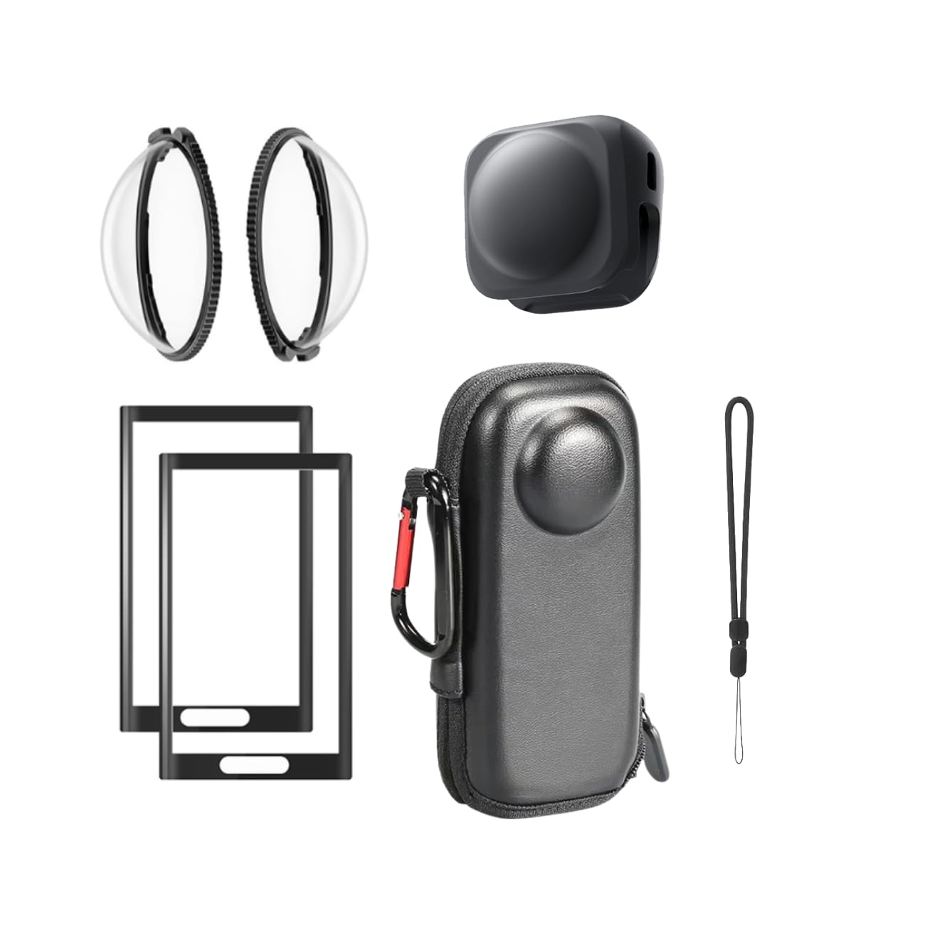 Protector Kit for Insta360 X5 - Hard Case + Lens Cap + Lens Guard + Screen Protectors