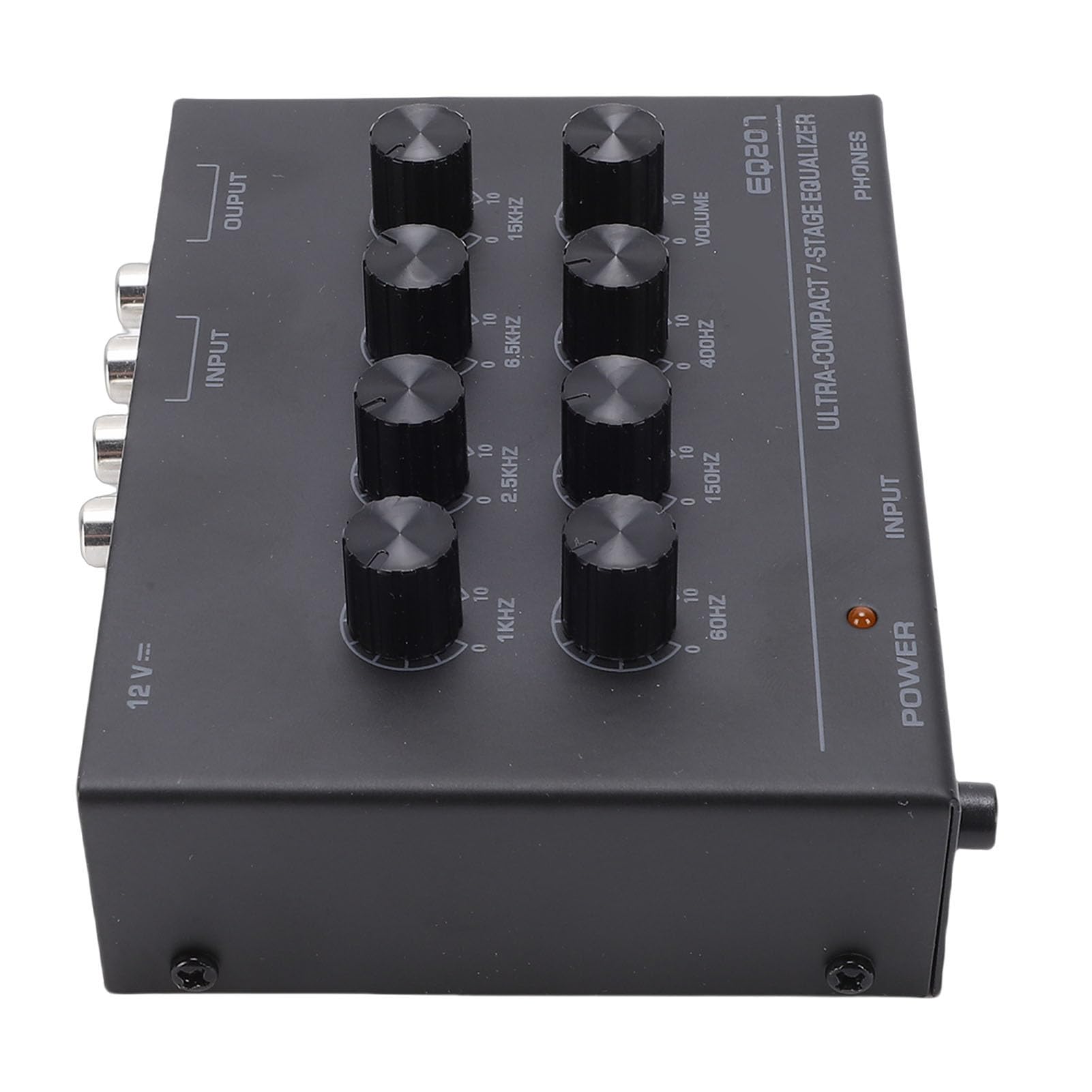 Tosuny Equalizzatore Grafico Audio a 7 Bande, Preamplificatore e Amplificatore per Cuffie, Equalizzatore Stereo per Auto Domestiche per L'elaborazione del Suono con Interfaccia AUX da (black)