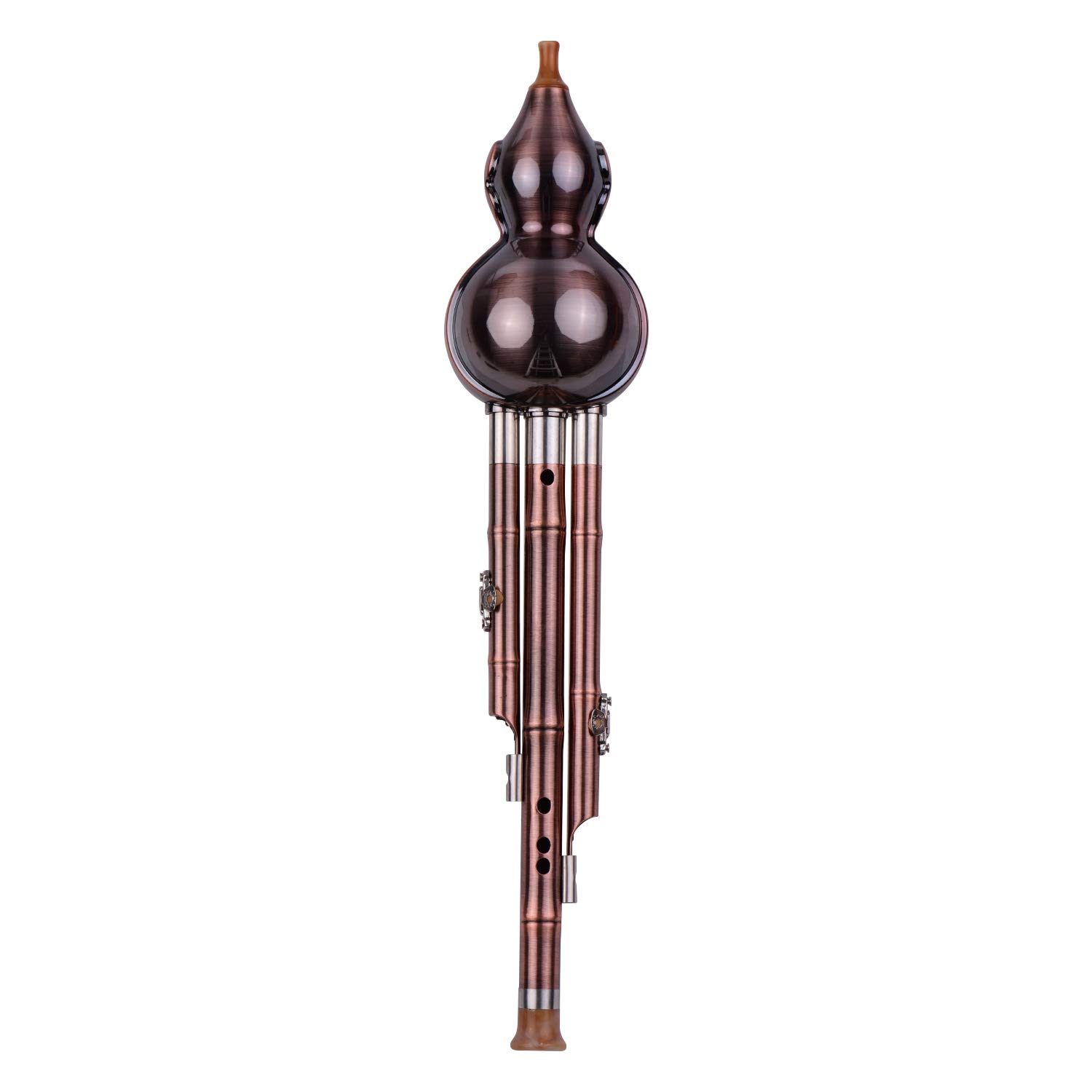 instrumento musical， Flauta de calabaza Hulusi con tubo chapado en cobre, instrumento tradicional chino for principiantes