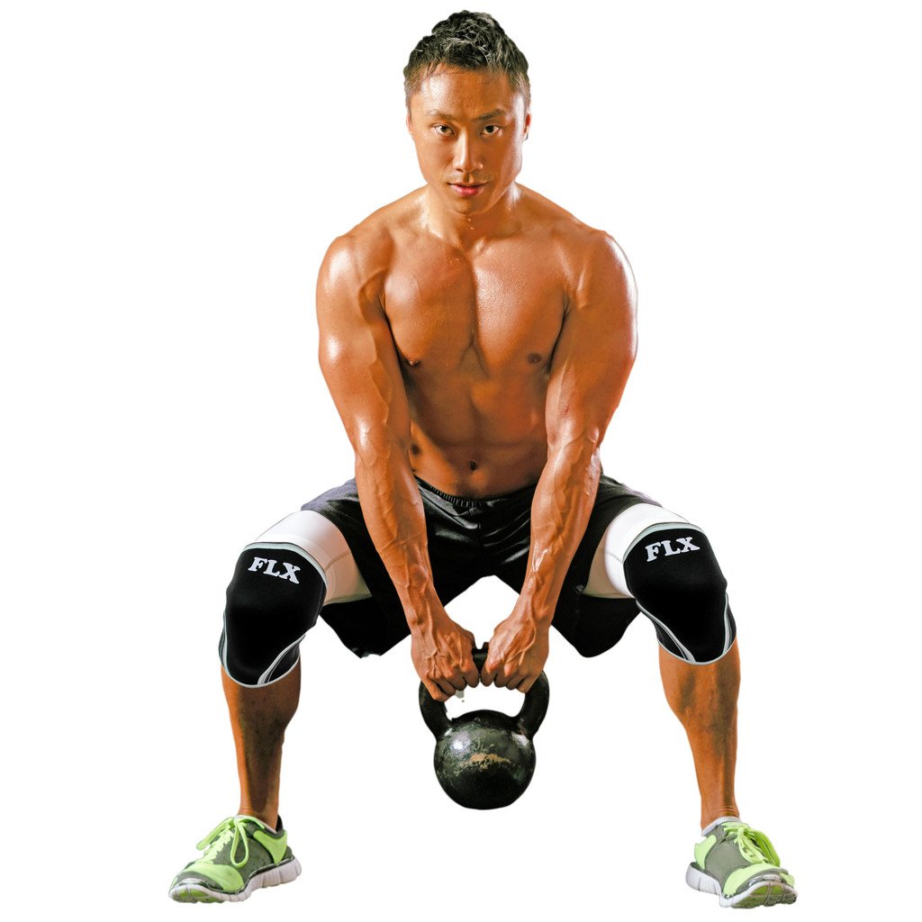 Pair of FLX 7mm Neoprene Compression Knee Sleeves Wraps. Great for Powerlifting Squats, Crossfit - Image 2