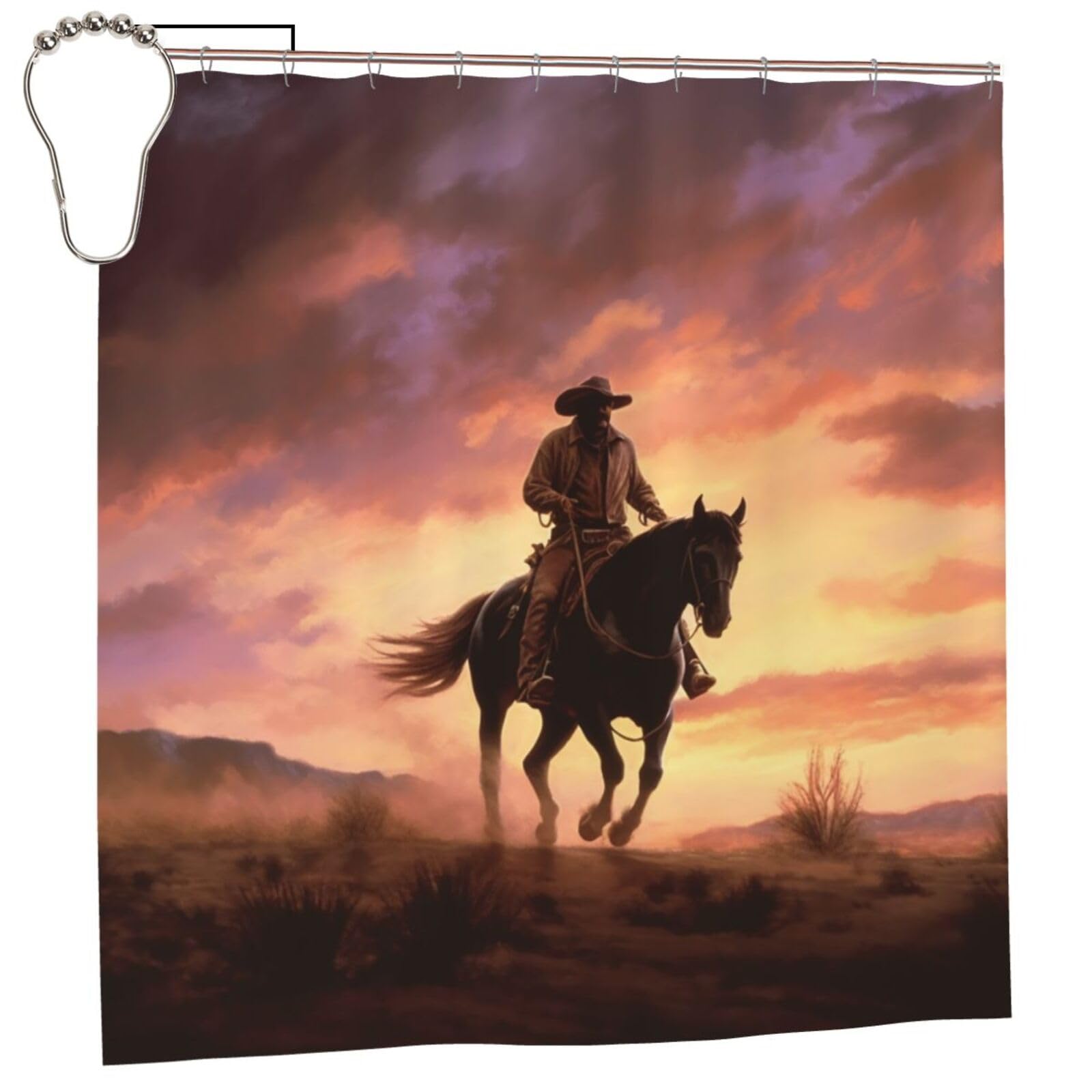 FodPand Cowboy West Shower Curtain 70"x70" Waterproof Long Bathroom Curtain Heavy Duty Thick Cloth Bath Curtain Set with Hooks, Modern Abstract Art Pattern Bathroom Shower Curtains