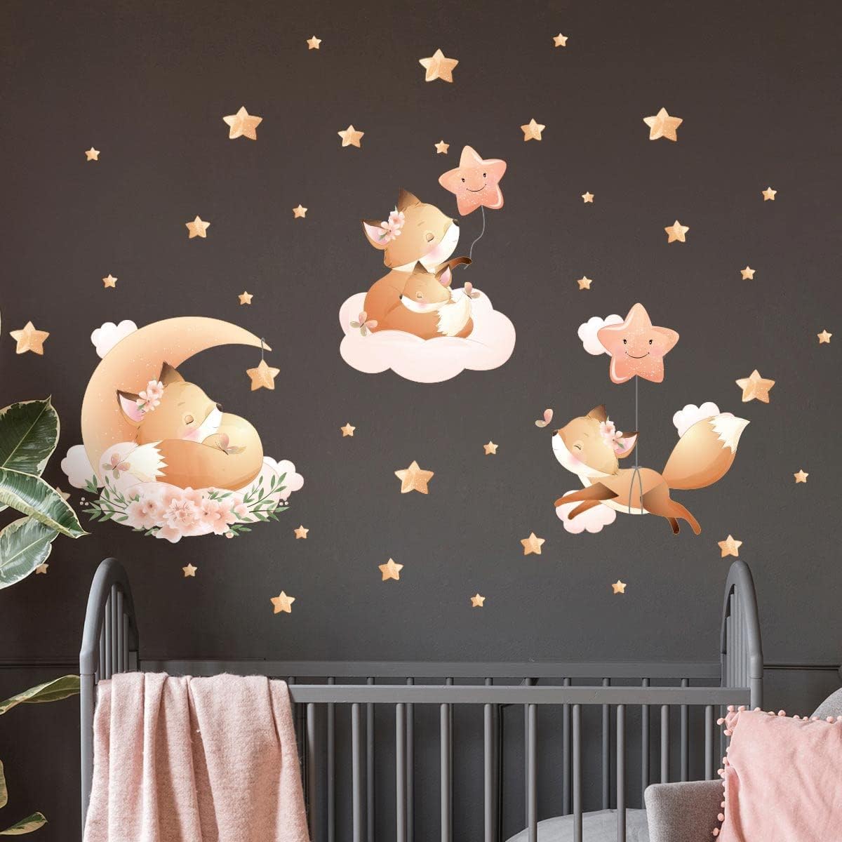 Hoppla - Sticker Mural Enfant XL - La Maman Renard - 58x58cm ...