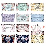 10 Pcs Christian Makeup Bag Bible Pencil Pouch Bible Cover Floral Cosmetic Bags Bulk Inspirational Religious Gifts for Women Return Christmas Church Gifts Baby Shower Prizes Canvas Makeup Bags in Bulk