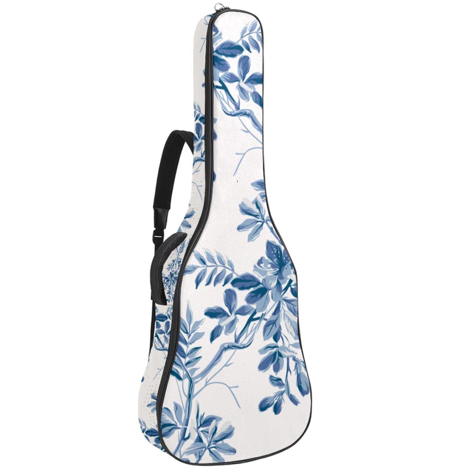 Sac à dos guitare acoustique étanche motif oiseaux fleurs 42.9" avec organiseur - 8