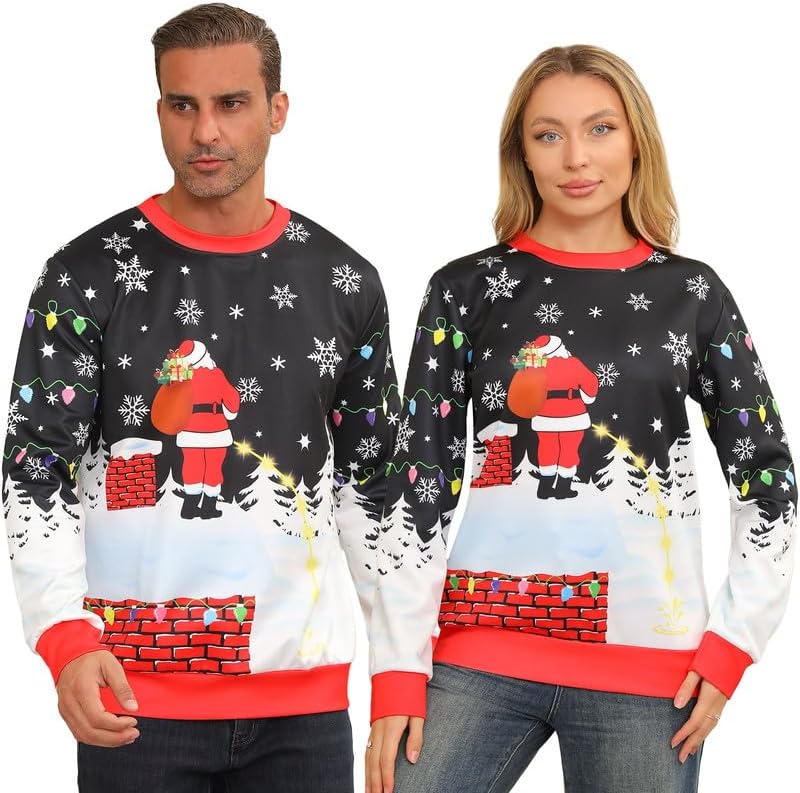 Ugly Christmas Sweatshirts for Women Men,Ugliest Unisex Womens Mens Sweatshirt,Funny Novelty Xmas Deer Sweater Shirt