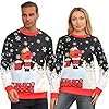 QMKKX Ugly Christmas Sweatshirts for Women Men,Ugliest Tacky Unisex Womens Mens Sweatshirt,Funny Rude Crewneck Xmas Sweater Shirt,Novelty Festive 3D Print Round Neck Pullover Holiday Party Outfit Top