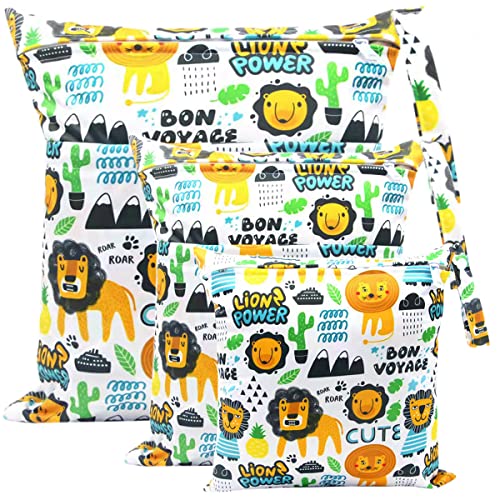 FenFang Bolsa Pañales Bebe, 3 PCS Reutilizable Wetbag, Impermeable Lavable con 2 Cremallera para Mamá de Bebé, Transpirable Organizador de Maquillaje de Colgar, Viajes, Playa, Piscina, Gym