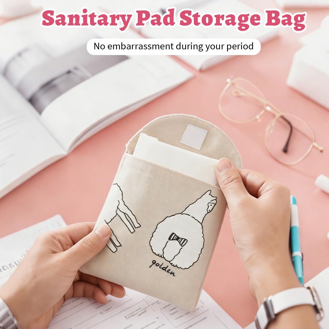 Porta Assorbenti da Borsa Impermeabile, Contenitori per Assorbenti Igienici, Bustina Portatutto Donna Mini Pochette