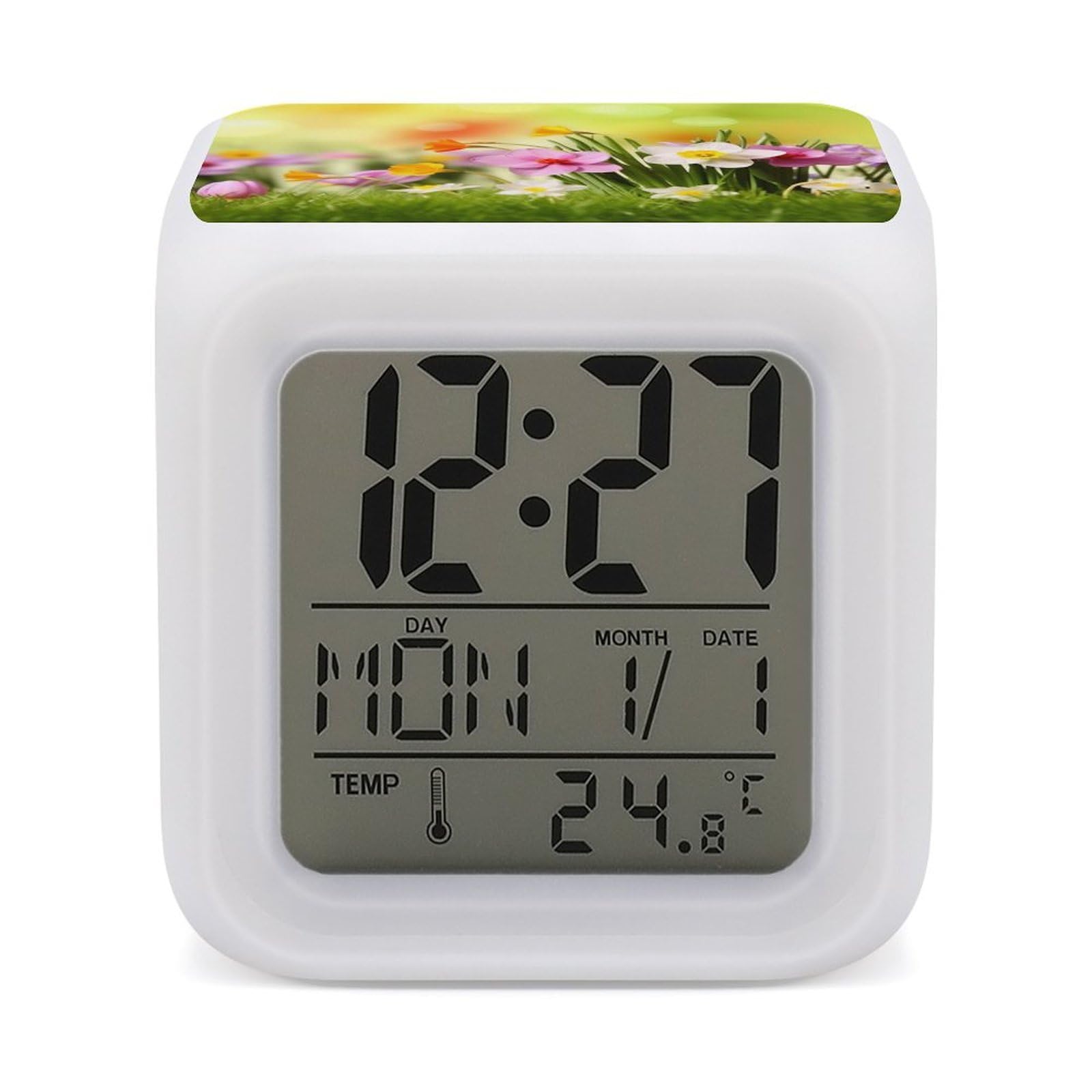 Réveil numérique LED avec température et date pour table de nuit