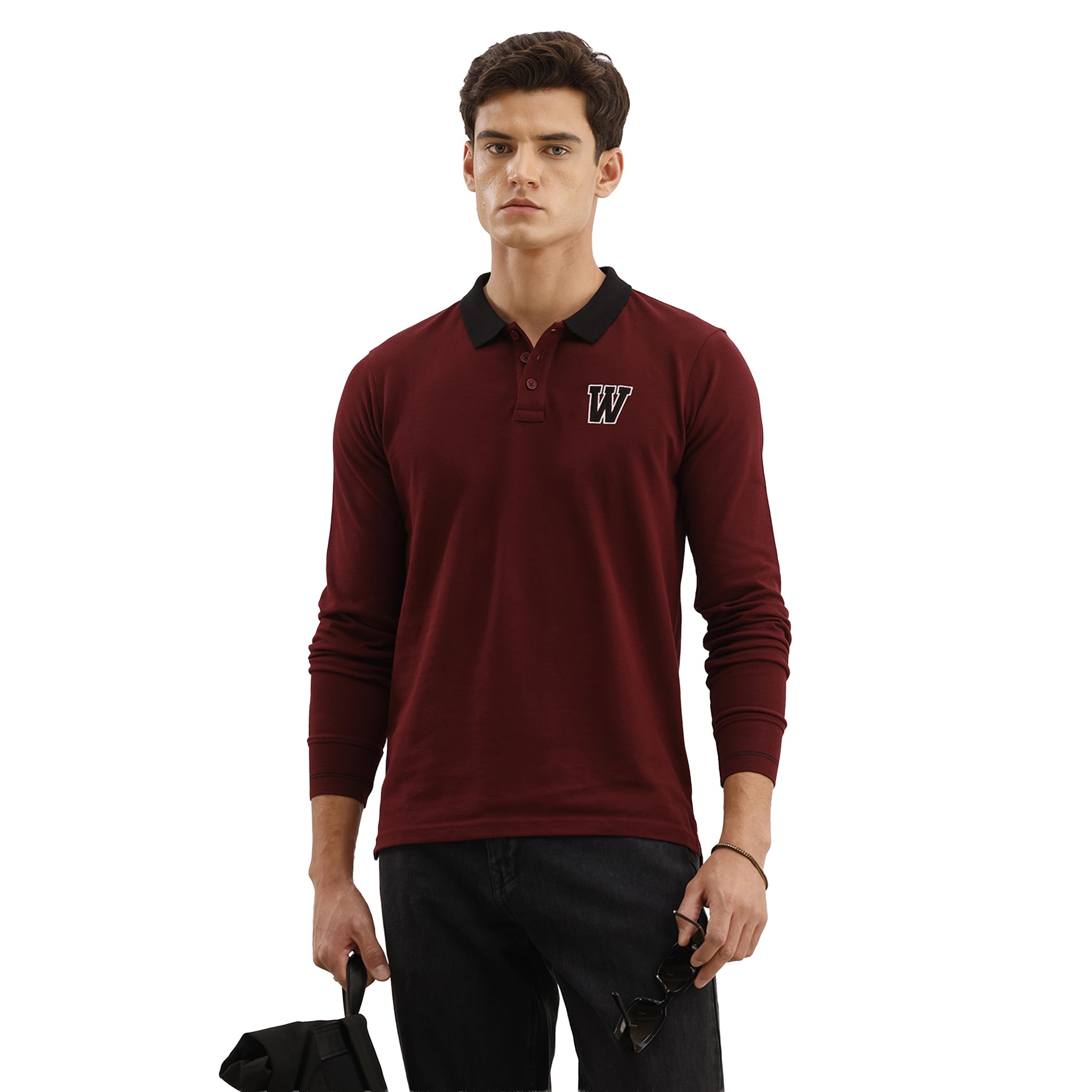 wrogn Men's Cotton Blend Polo T-Shirt | Solid Refined Design with Contrast Collar | Slim Fit |-picture-27