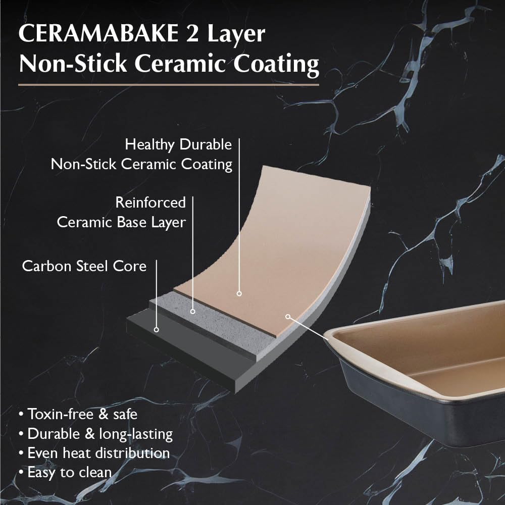 Stanley Rogers Ceramabake Moule à gâteau carré en céramique antiadhésif sain 20 x 20 x 5 cm – Cuisson sans PFAS PTFE PFOS PFOA cadmium et plomb – Idéal pour les brownies, les gâteaux et la pâtisserie
