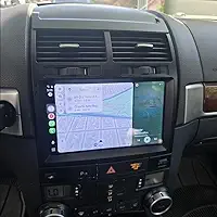 Estéreo automotivo Android 13 Double Din de 9 polegadas com carplay sem fio Android Auto adequado para VW Touareg 2003-2010 IPS receptor de áudio automotivo com WiFi, GPS, Bluetooth, AHD, microfone