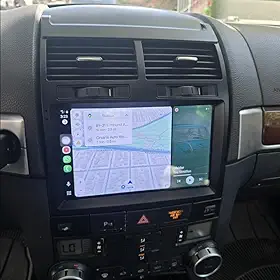 Estéreo automotivo Android 13 Double Din de 9 polegadas com carplay sem fio Android Auto adequado para VW Touareg 2003-2010 IPS receptor de áudio automotivo com WiFi, GPS, Bluetooth, AHD, microfone