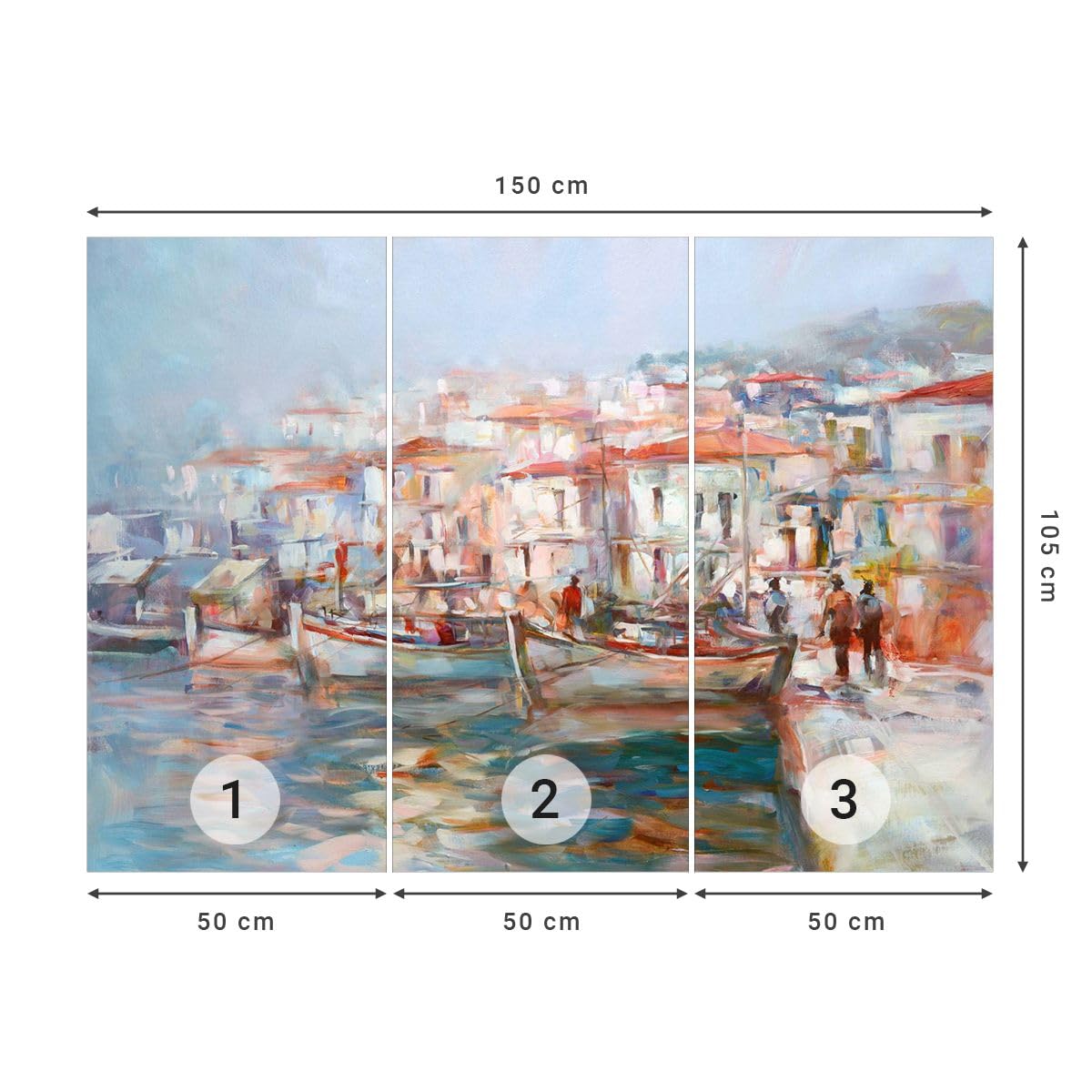 Carta da Parati Vinile in TNT 150x105 cm Architettura Paesaggi - 4852 - WF3 | Isola Barche Porta Premium Canvas Fotomurale Moderno Decorazione da Parete Murale da Parete Per Soggiorno ARTTOR