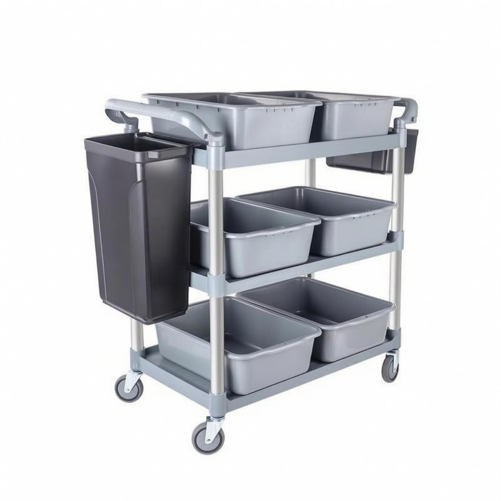 Carrito con Cajones Contenedores Laterales Carro Servicio Rodante Acabado Profesional Carro Servicio, Gris, Ruedas Silenciosas