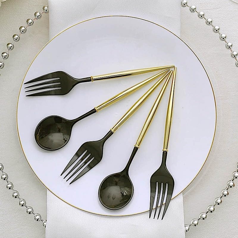 Miniatura 5 de Juego de 24 cucharas y tenedores desechables de plástico de 6 pulgadas de alta calidad, para bodas, fiestas, eventos, recepción, suministros de