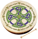 Waltons Bodhrán 12' (Brosna Cross) - Handcrafted Irish Instrument - Crisp & Musical Tone - Hardwood Beater...