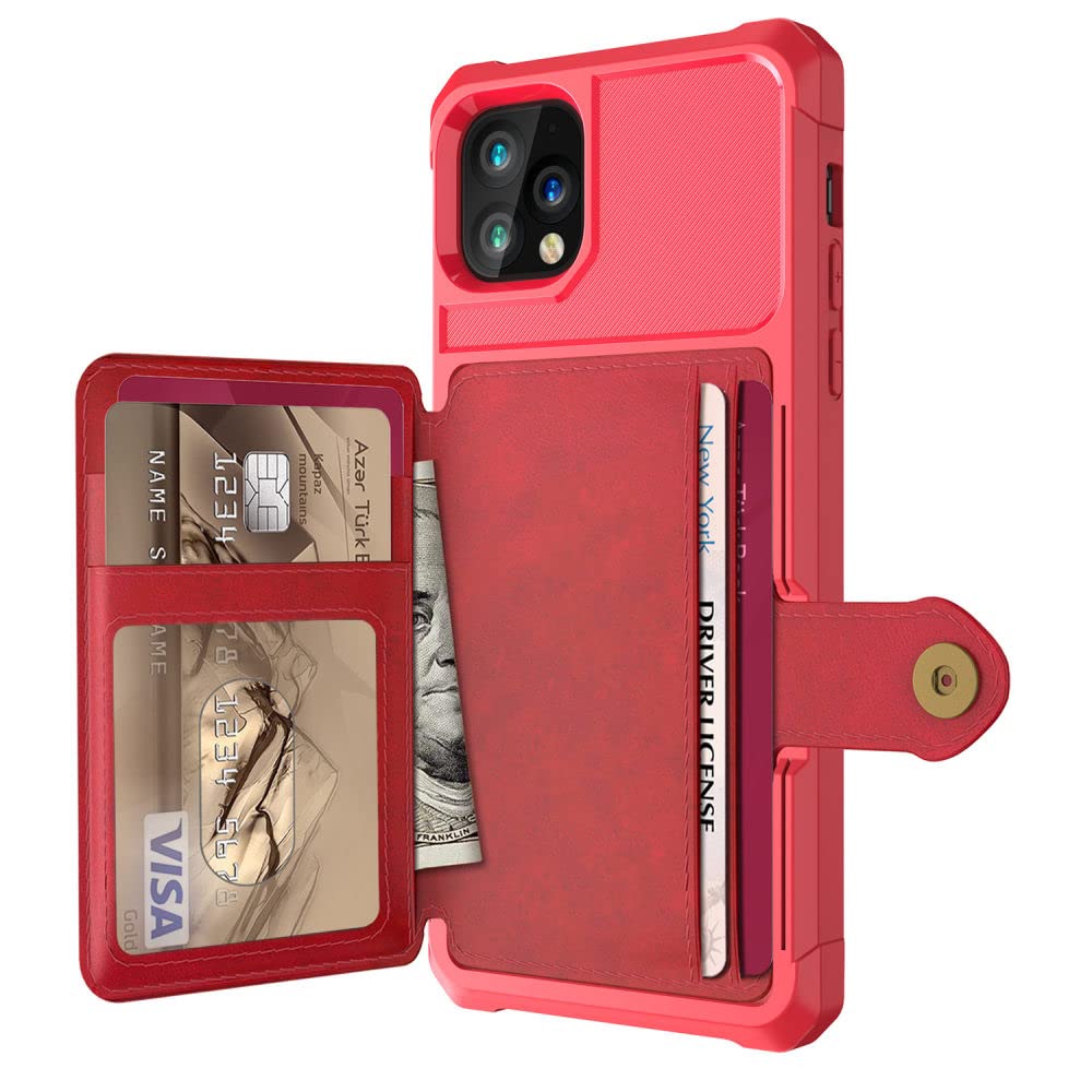 Coque iPhone 12 Pro Max étui portefeuille de luxe rouge 5G