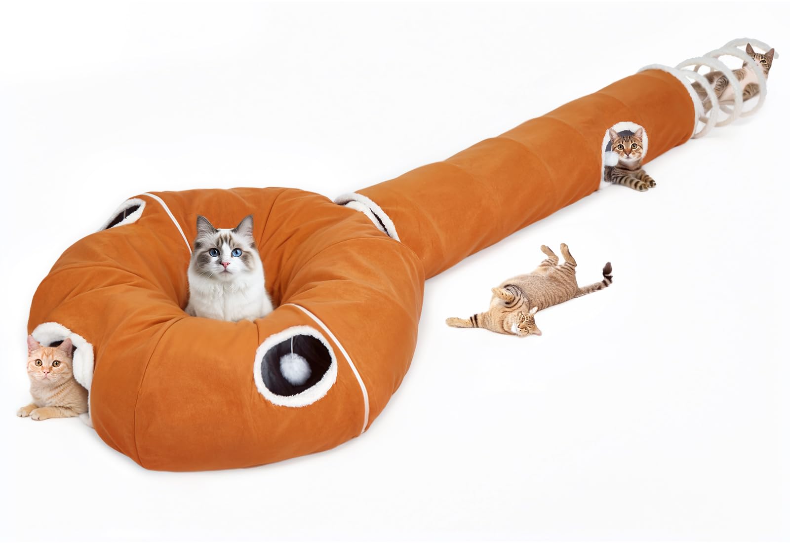 Ownpets Large Cat Tunnel,245cm Cat Bed Tunnel,Brown