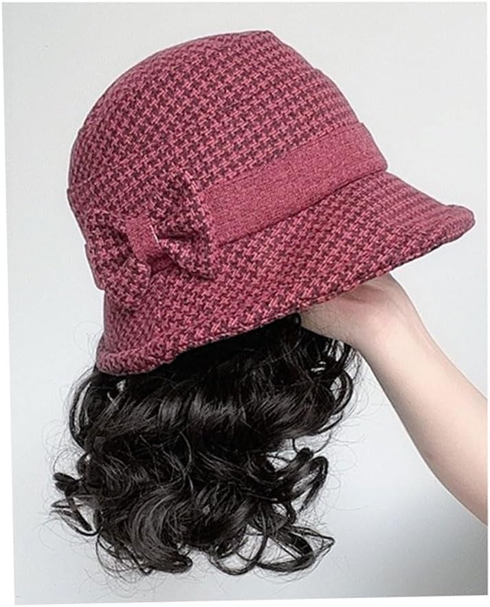 EARSHOT Wig Cap Curly Hair Wig Cap, Women's Short Hair Wig Cap, Casual Wig Cap, Natural and Realistic Wig Cap, Suitable for Daily Theme Parties Headband Wig Human Hair (Color : 01)