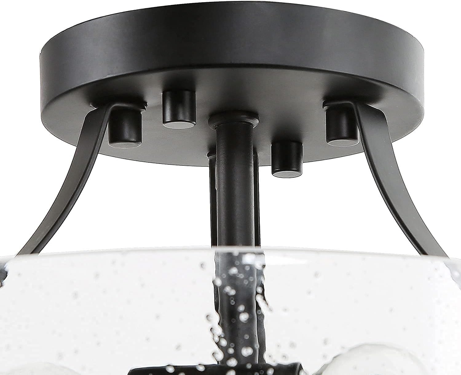 Exclusive Discount 80% Offer GEPOW Semi Flush Mount Ceiling Light, 3-Light Black Flush Ceiling Light with Seeded Glass Shade for Bedroom, Hallway, Kitchen, Dining & Living Room, Foyer and Bathroom