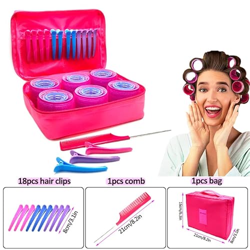 Hair Rollers For Medium Short Hair, 38 Pcs Self Grip Hair Rollers Set, Heatless Hair Curlers Rollers For Women Girls Salon Styling, Include Rat Tail Comb And Hair Clips #TOP2