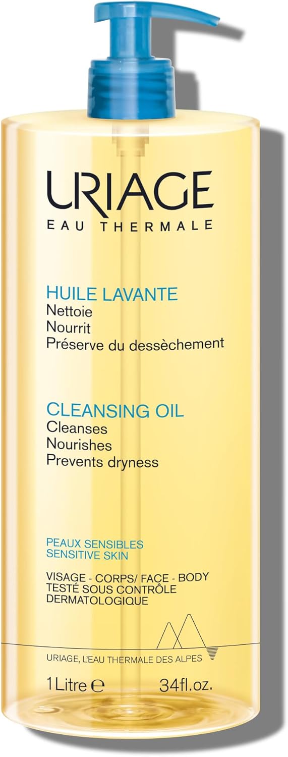 Uriage Cleansing Oil 1L – Body & Face – Sensitive Skin – Cleanses, Nourishes, Prevents Dryness – With Gentle Superfatting Agents Leaving a Soft, Protective Film On the Skin