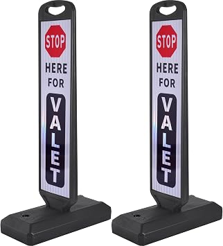 2 Pack 43" x 9.6" inch Double Sided Pedestrian Crosswalk Sign, 21.8" x 9.6" x 4" Durable HDPE Water Filled Base, Portable High Visibility Reflective Traffic Safety Parking STOP Signs White-2Pack