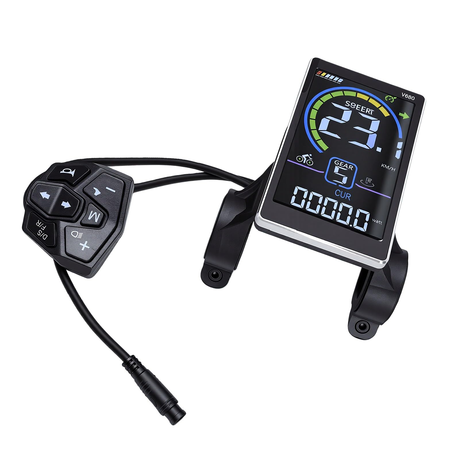 RiToEasysports Pannello di Controllo per Bici Elettrica Display LCD in PVC ABS Misuratore Connettore a 6 Pin IPX4 Schermo Multifunzione con UART 9600 per Ciclisti di Scooter Elettrici Pendolarismo