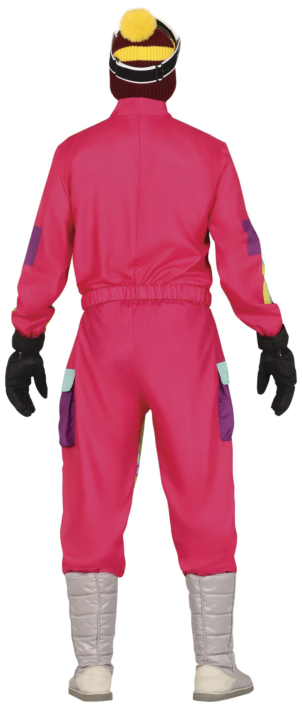 FIESTAS GUIRCA Retro skipak voor heren, kleurrijk skipak uit de jaren 80, grappig trainingspak voor heren, trainingspak voor vrijgezellenfeest, kostuums voor heren, maat L