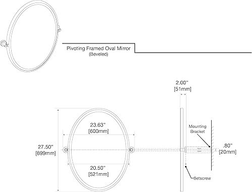 Miniatura 7 de Gatco 4639XFLG Glam Espejo ovalado enmarcado de 33 pulgadas, negro mate