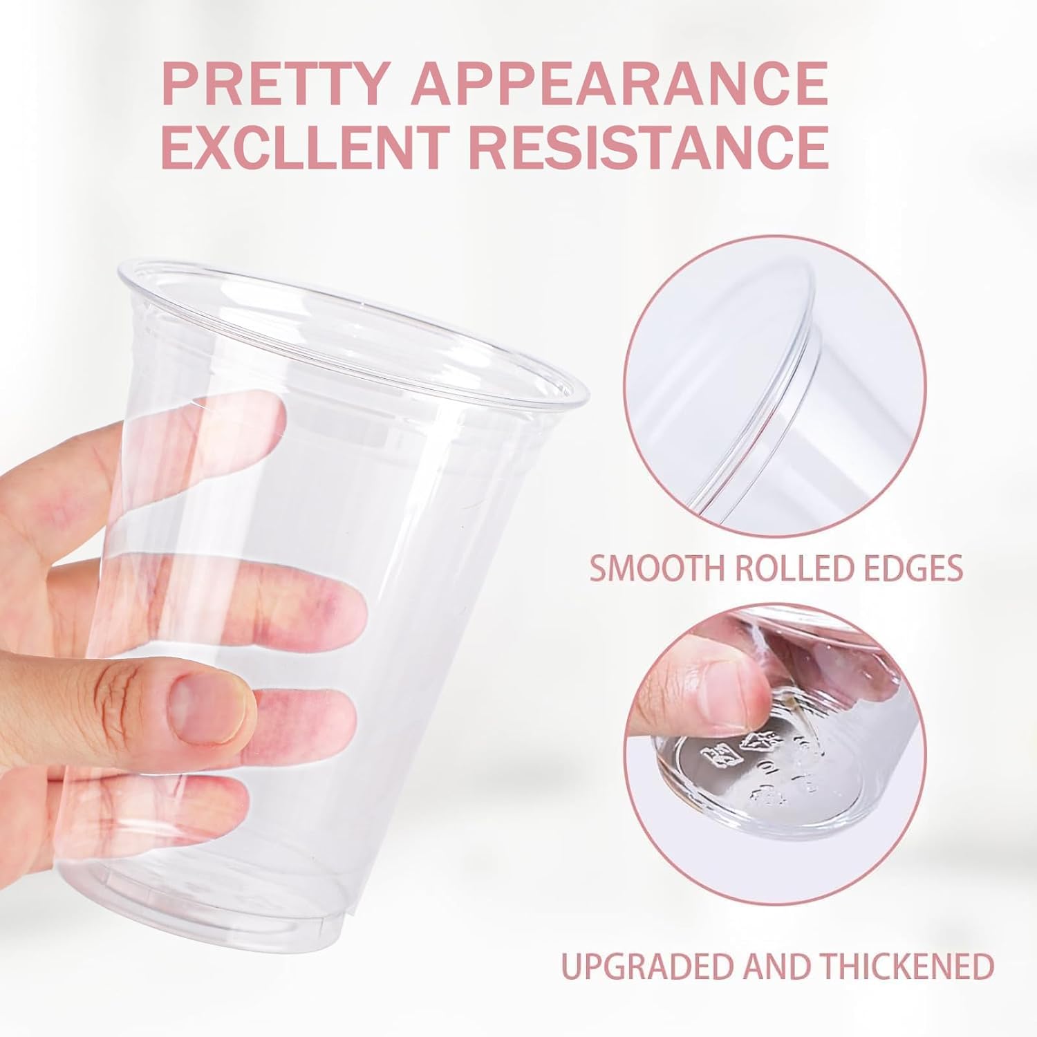 12 oz Clear Plastic Cups - 300 Count Disposable Wine Cup for Party, 12 Ounce Drinking Cups Bulk, PET Cocktail Glasses for Smoothie, Fruit, and Cold Beverage - Image 3