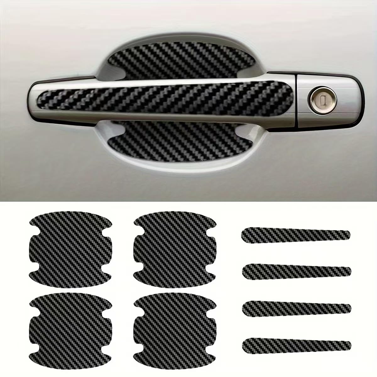 WENINETIES 16 Pcs Car Door Handle Protective Film for MG HS Trophy 2020-2025, Anti-Scratch Self-adhesive Covers with Carbon Fiber Finish,Black