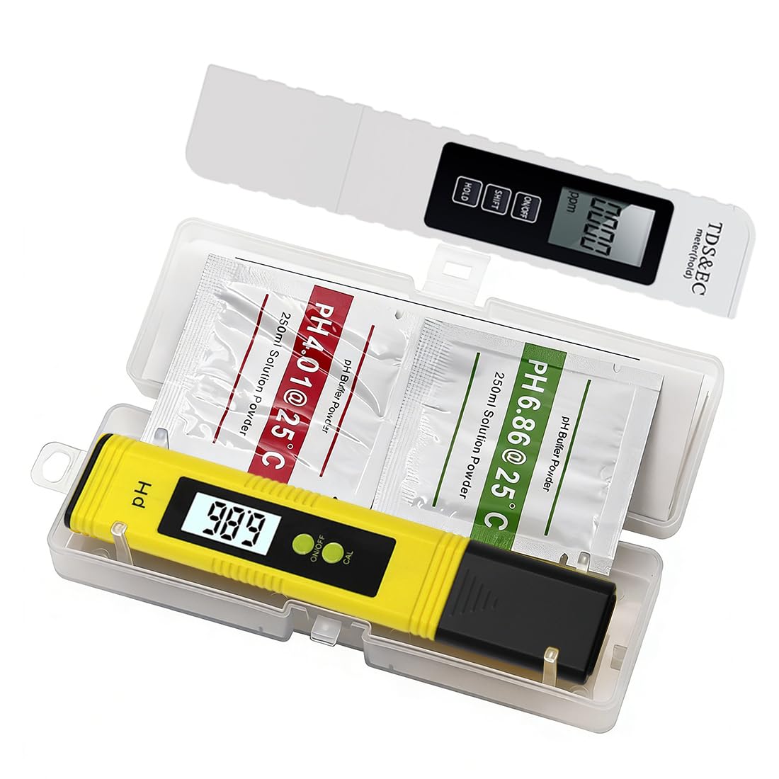 Kit Test Qualità Acqua 2 Pezzi Misuratore PH TDS EC e Temperatura Digitale Professionale per Piscina Acqua Potabile Acquario Idroponica Sistema RO Piscine Taratura Automatica