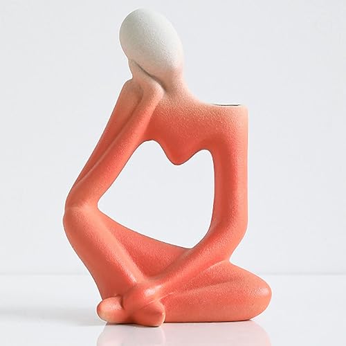 Miniatura 3 de Florero rojo de cerámica para decoración del hogar, estilo moderno, florero pensador para estante de mesa, decoración del hogar, apto para chimenea,